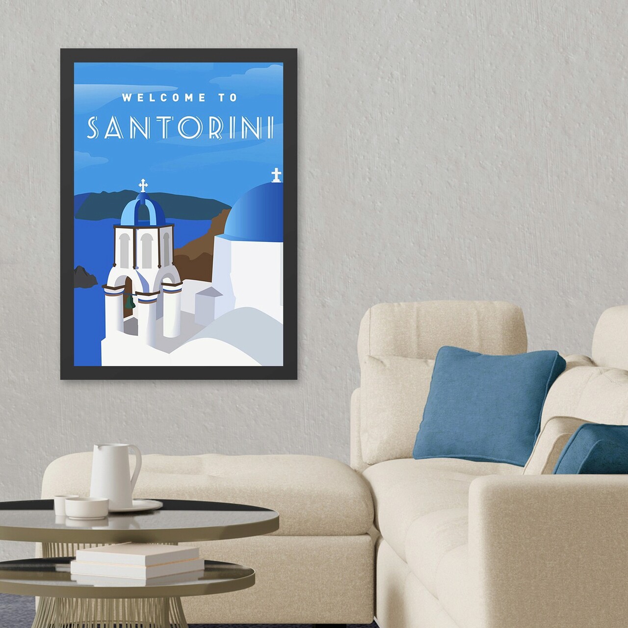 Tablou decorativ, Santorini 3 (40 x 55), Polistiren, Multicolor - imagine 3